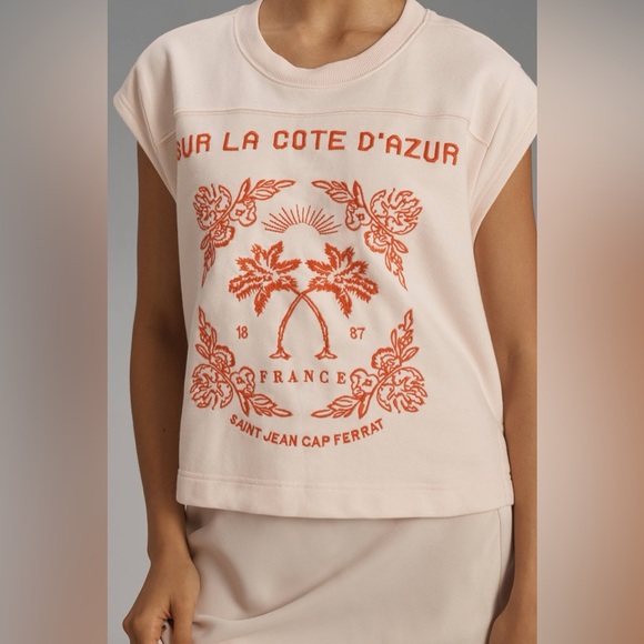NEW By Anthropologie Embroidered Côte d'Azur Top Small - Picture 1 of 7